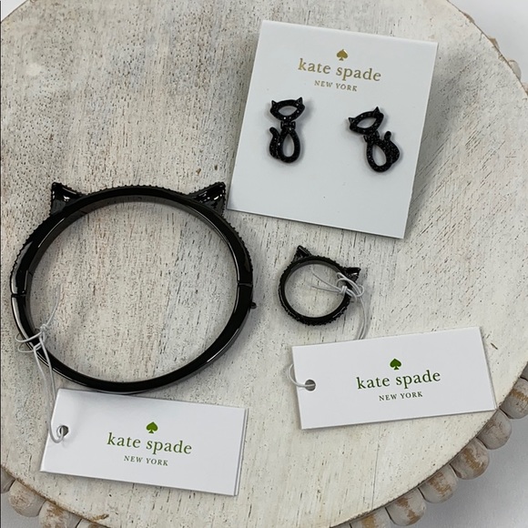 kate spade Jewelry - Kate Spade Jazz Things Up Pave Cat Set 3 Pieces